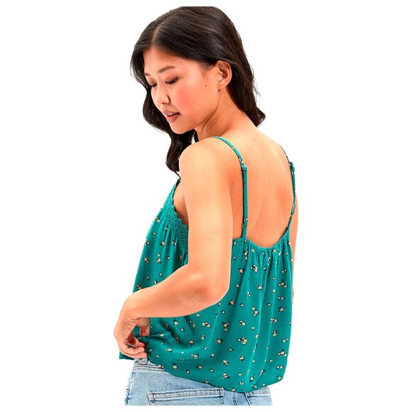 American Eagle Womens Floral Print Spaghetti Strap Lace Trim Cami Tank Top Small - Picture 2 of 9